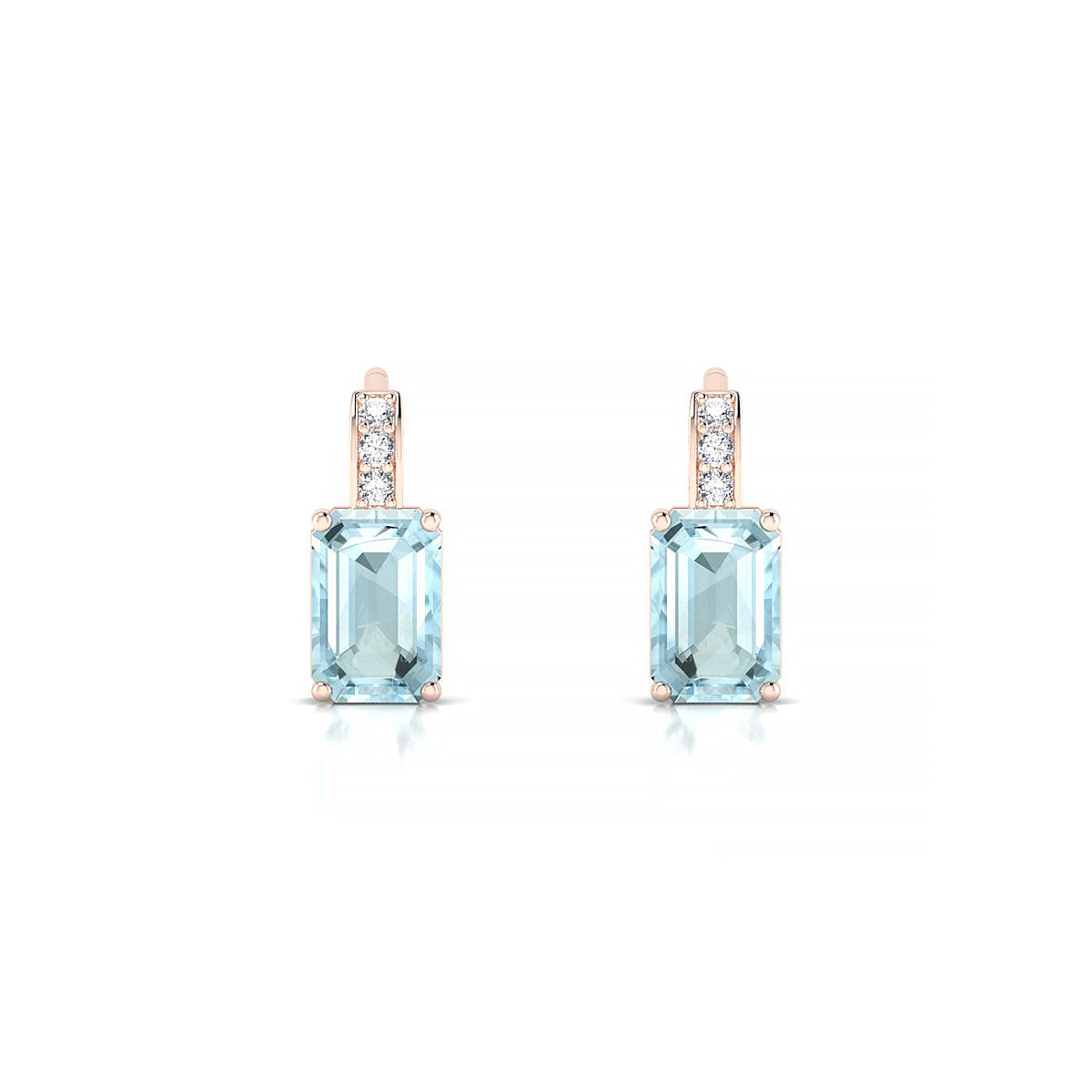 Exquisite | 18k Rose Gold 6 x 4 mm Emerald Aquamarine Earrings