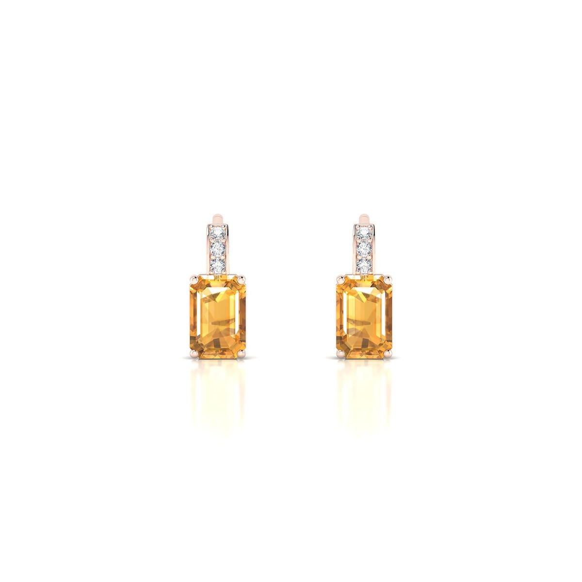 Exquisite | 18k Rose Gold 6 x 4 mm Emerald Citrine Earrings