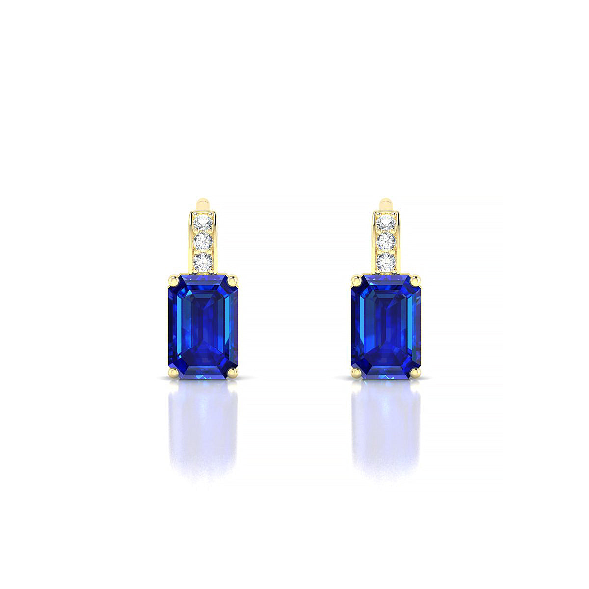 Exquisite | 18k Yellow Gold 6 x 4 mm Emerald Sapphire Earrings