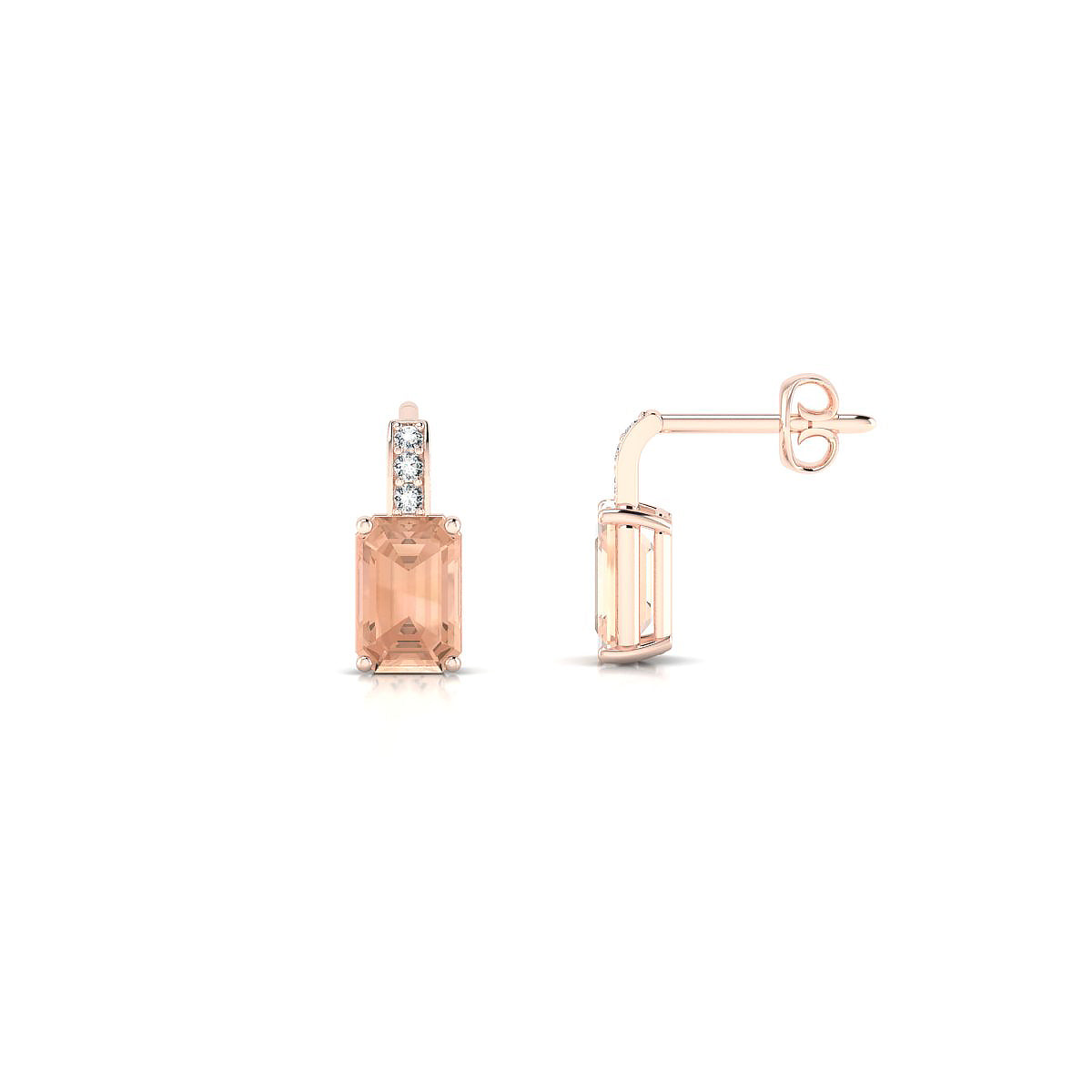 Exquisite | 18k Rose Gold 6 x 4 mm Emerald Morganite Earrings