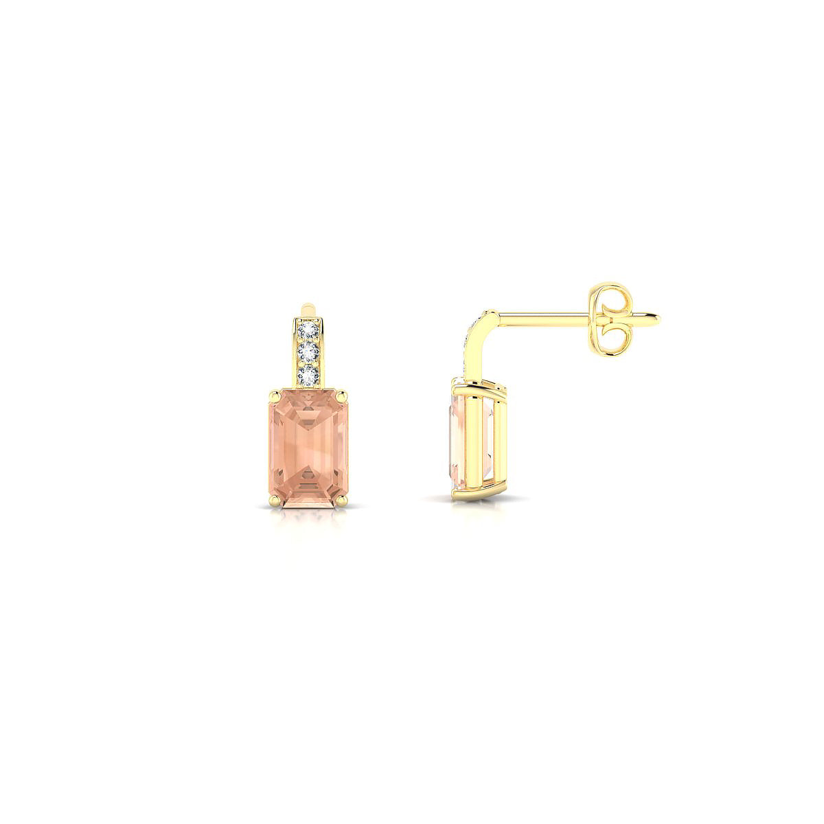 Exquisite | 18k Yellow Gold 6 x 4 mm Emerald Morganite Earrings