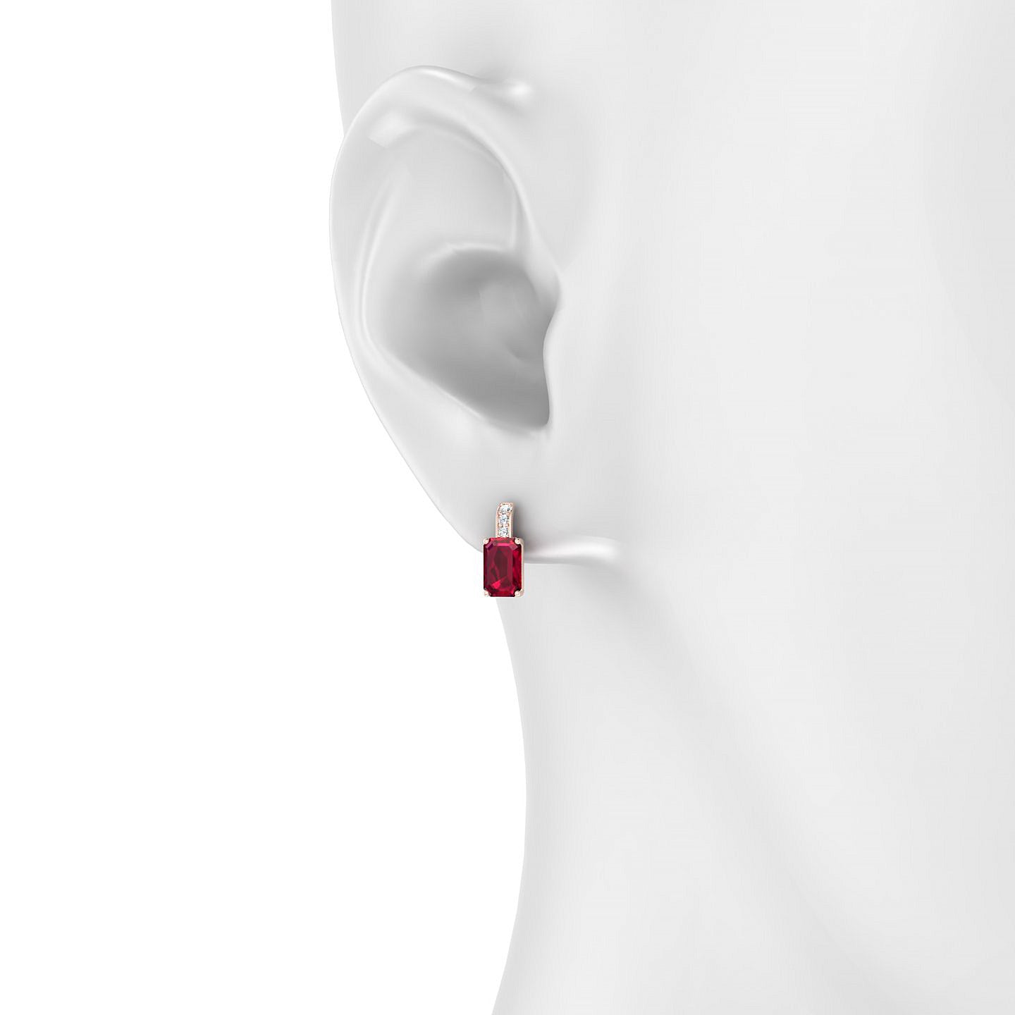 Exquisite | 18k Rose Gold 6 x 4 mm Emerald Ruby Earrings