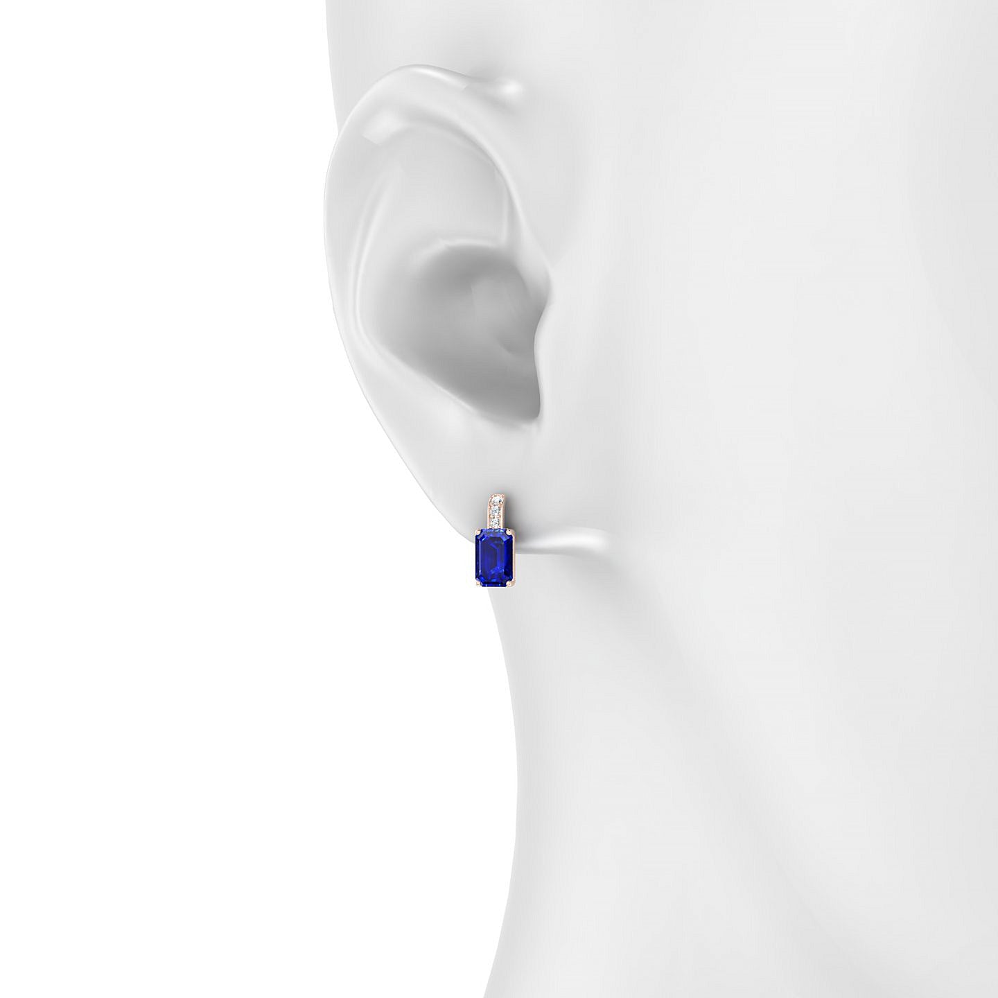 Exquisite | 18k Rose Gold 6 x 4 mm Emerald Sapphire Earrings