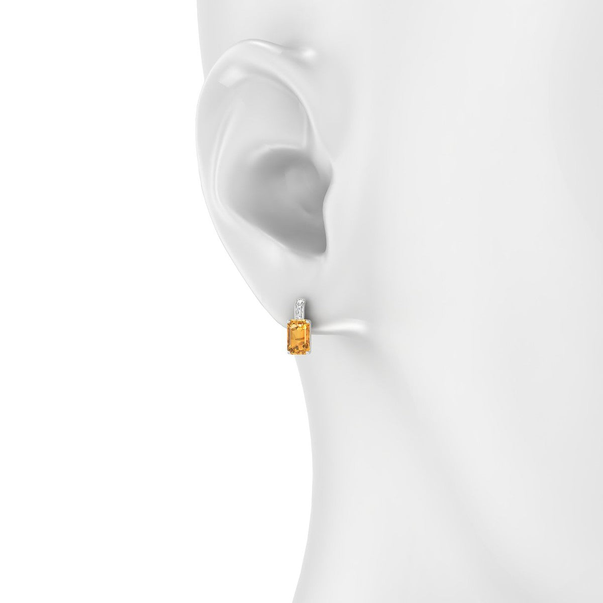 Exquisite | 18k White Gold 6 x 4 mm Emerald Citrine Earrings