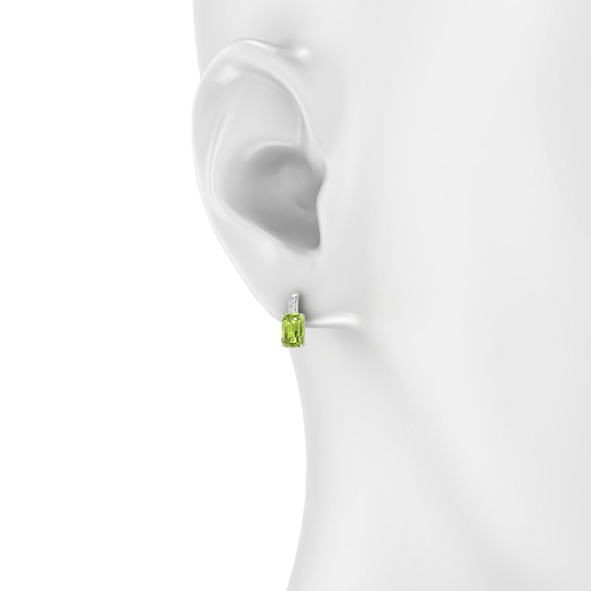 Exquisite | 18k White Gold 6 x 4 mm Emerald Peridot Earrings