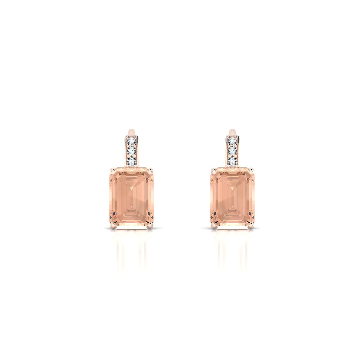 Exquisite | 18k Rose Gold 7 x 5 mm Emerald Morganite Earrings