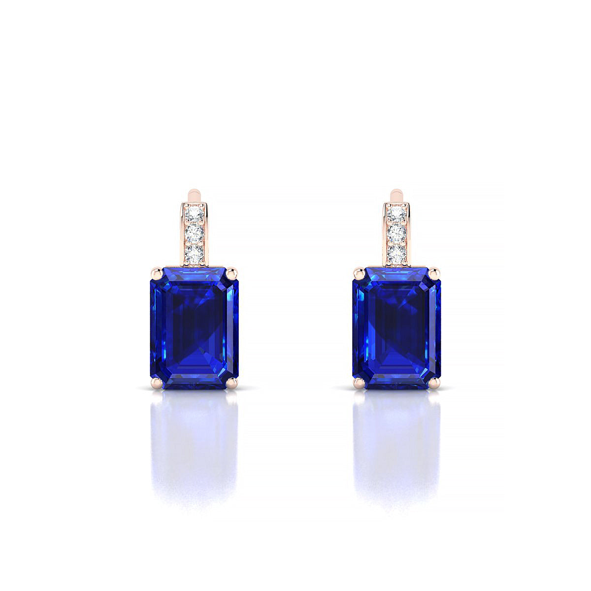 Exquisite | 18k Rose Gold 7 x 5 mm Emerald Sapphire Earrings