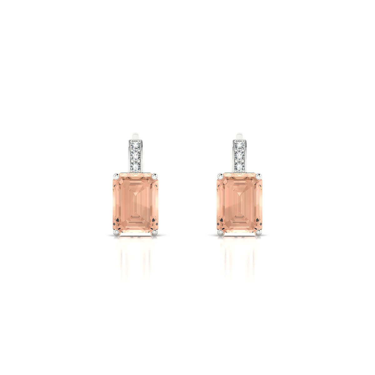 Exquisite | 18k White Gold 7 x 5 mm Emerald Morganite Earrings