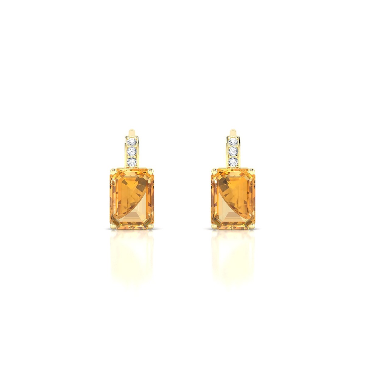 Exquisite | 18k Yellow Gold 7 x 5 mm Emerald Citrine Earrings
