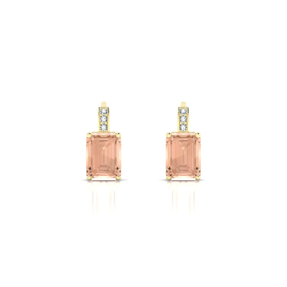Exquisite | 18k Yellow Gold 7 x 5 mm Emerald Morganite Earrings