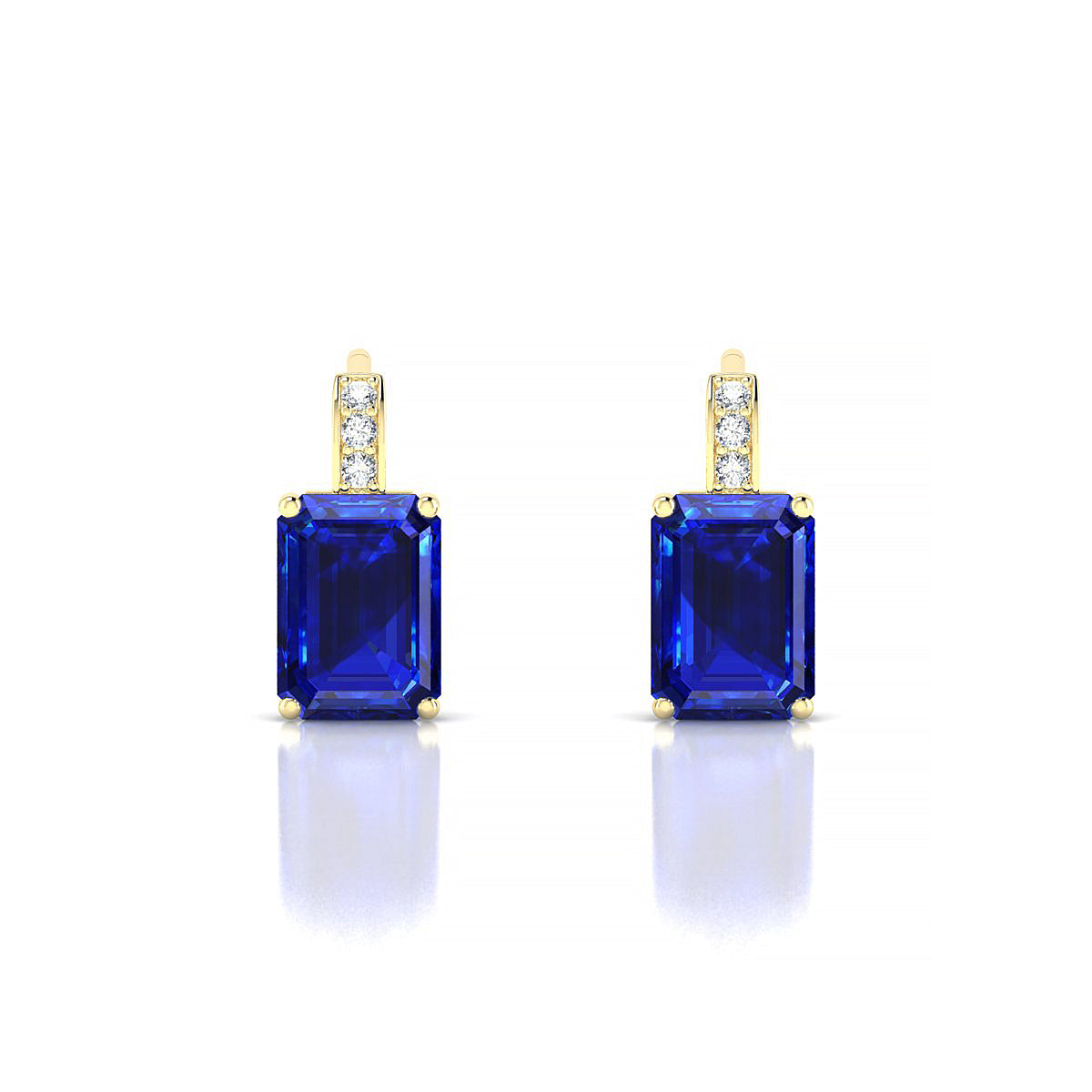 Exquisite | 18k Yellow Gold 7 x 5 mm Emerald Sapphire Earrings
