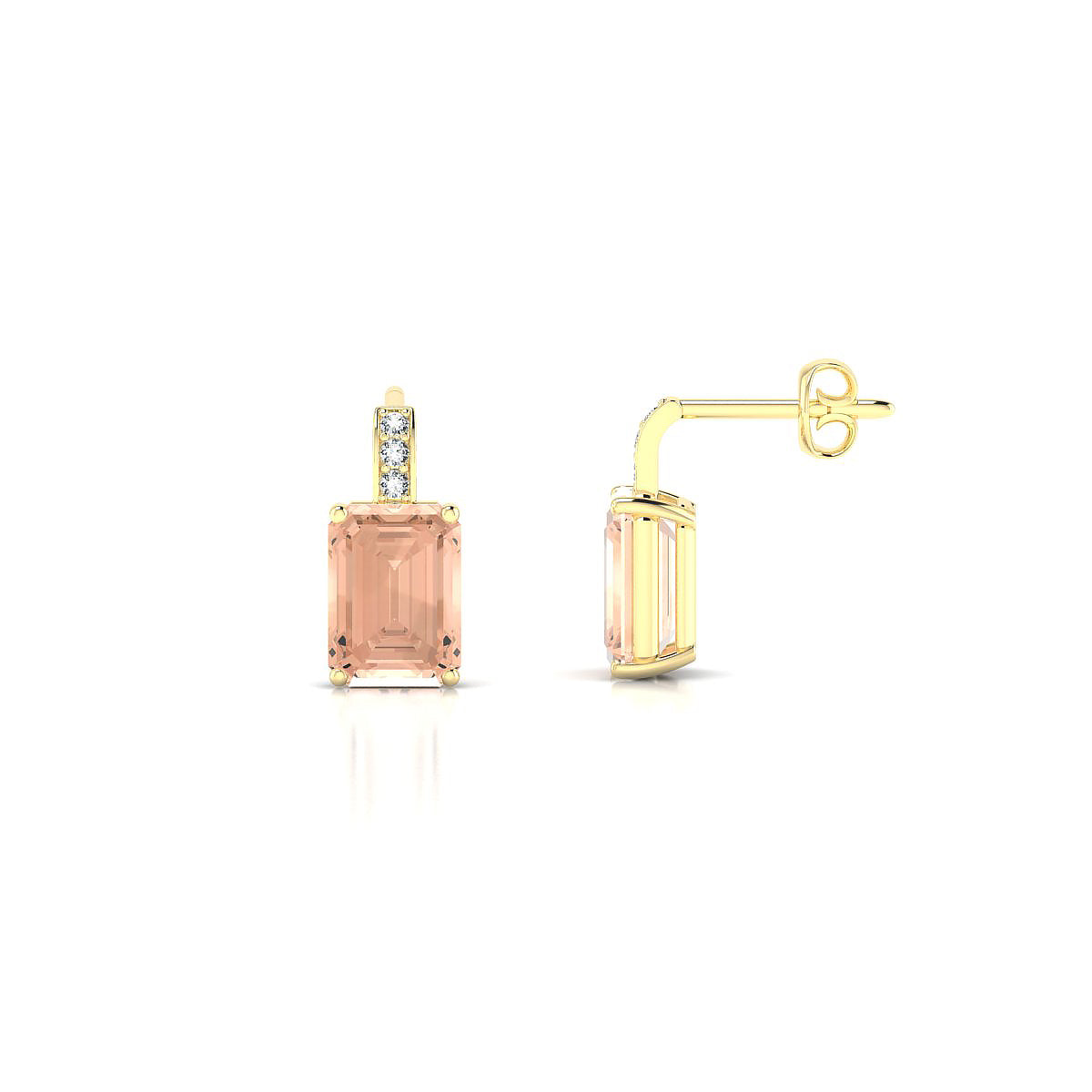 Exquisite | 18k Yellow Gold 7 x 5 mm Emerald Morganite Earrings