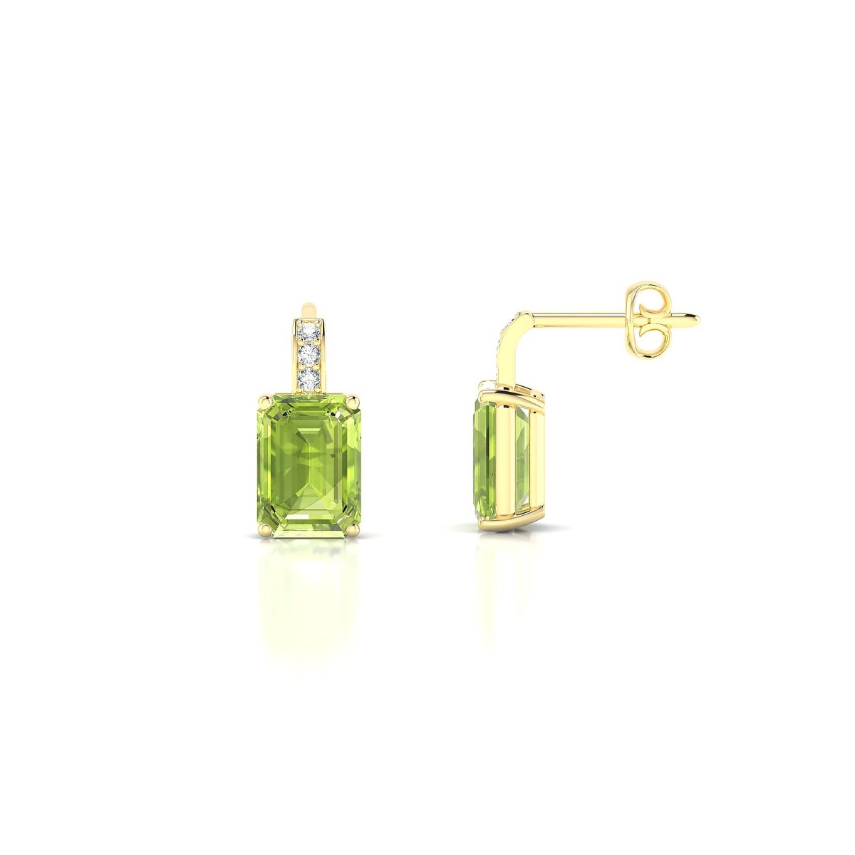 Exquisite | 18k Yellow Gold 7 x 5 mm Emerald Peridot Earrings