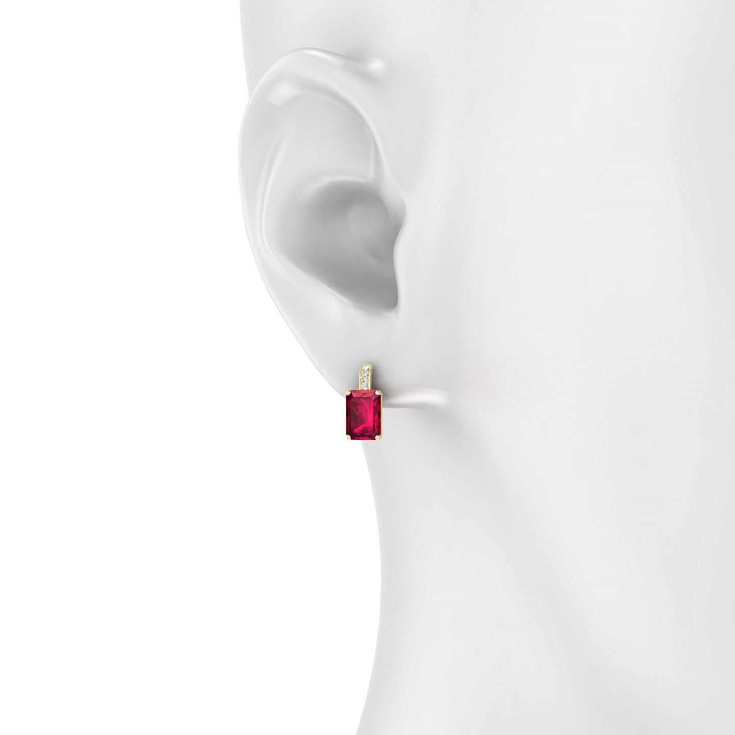 Exquisite | 18k Yellow Gold 7 x 5 mm Emerald Ruby Earrings