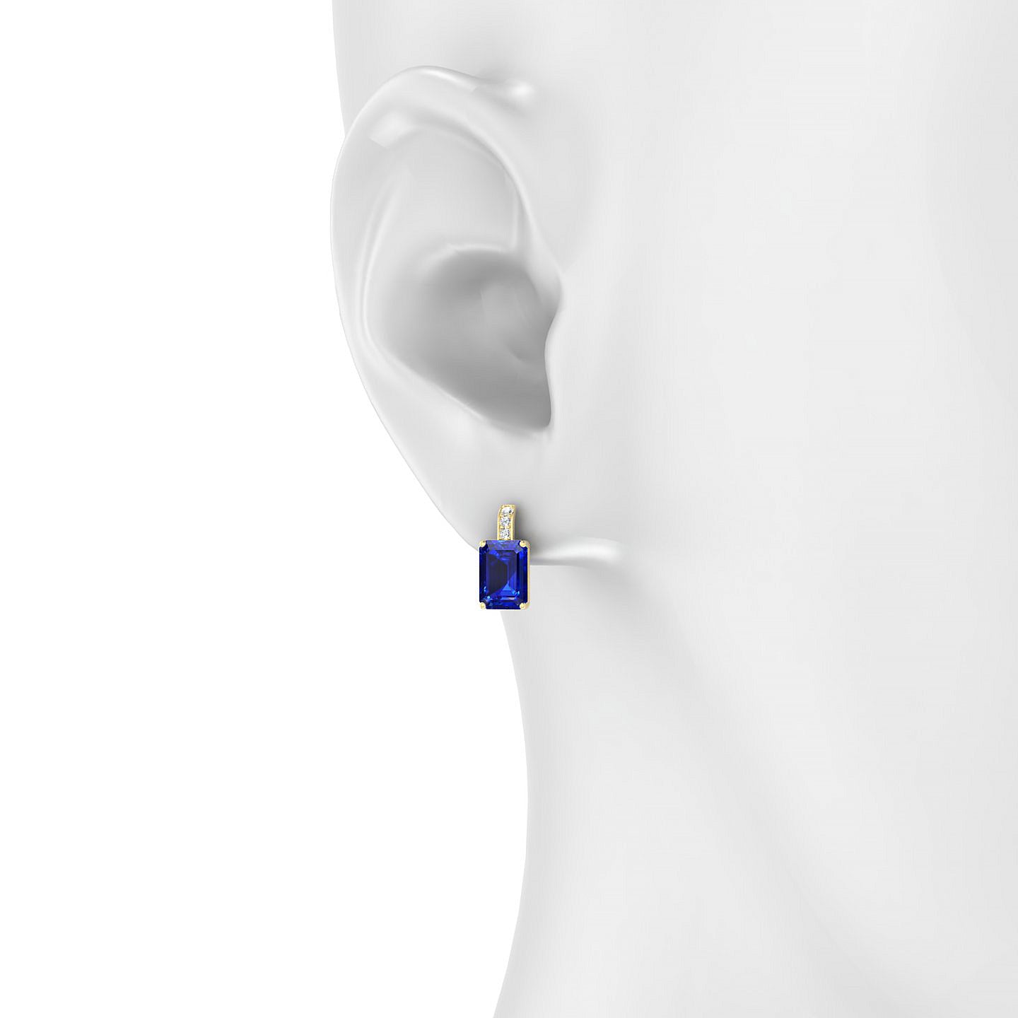 Exquisite | 18k Yellow Gold 7 x 5 mm Emerald Sapphire Earrings