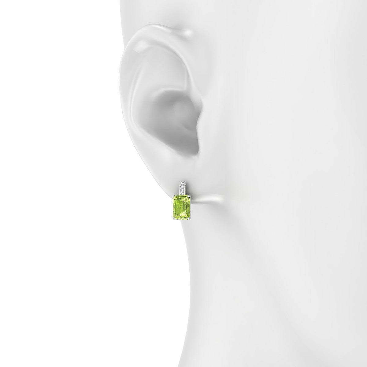 Exquisite | 18k White Gold 7 x 5 mm Emerald Peridot Earrings
