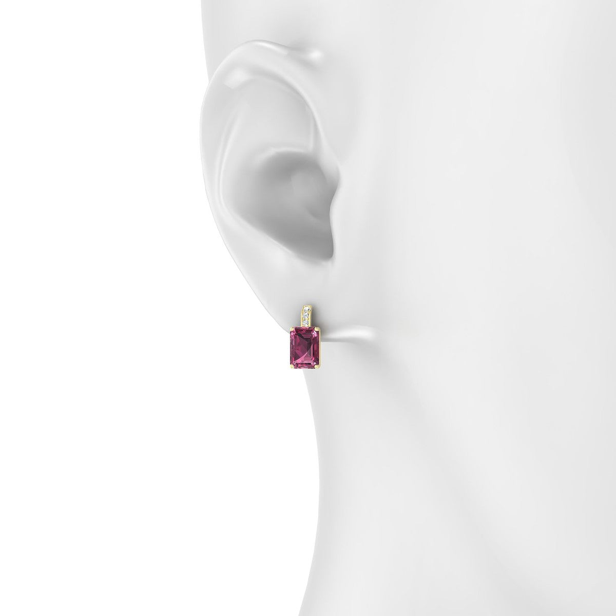 Exquisite | 18k Yellow Gold 7 x 5 mm Emerald Rhodolite Earrings