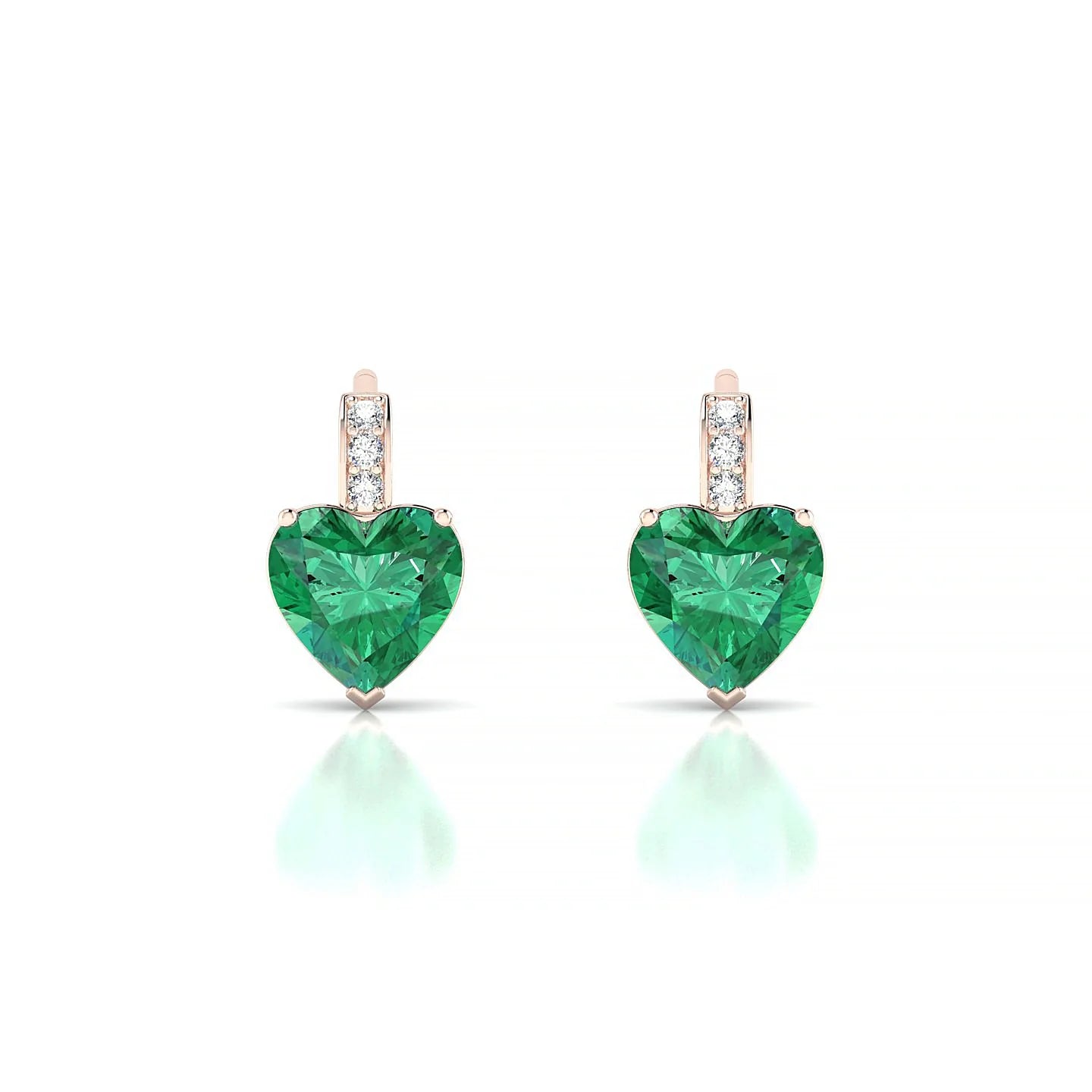 Exquisite | 18k Rose Gold 5.5 mm Heart Emerald Earrings