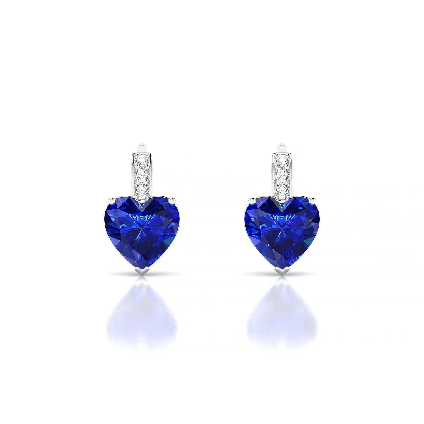 Exquisite | 18k White Gold 5.5 mm Heart Sapphire Earrings