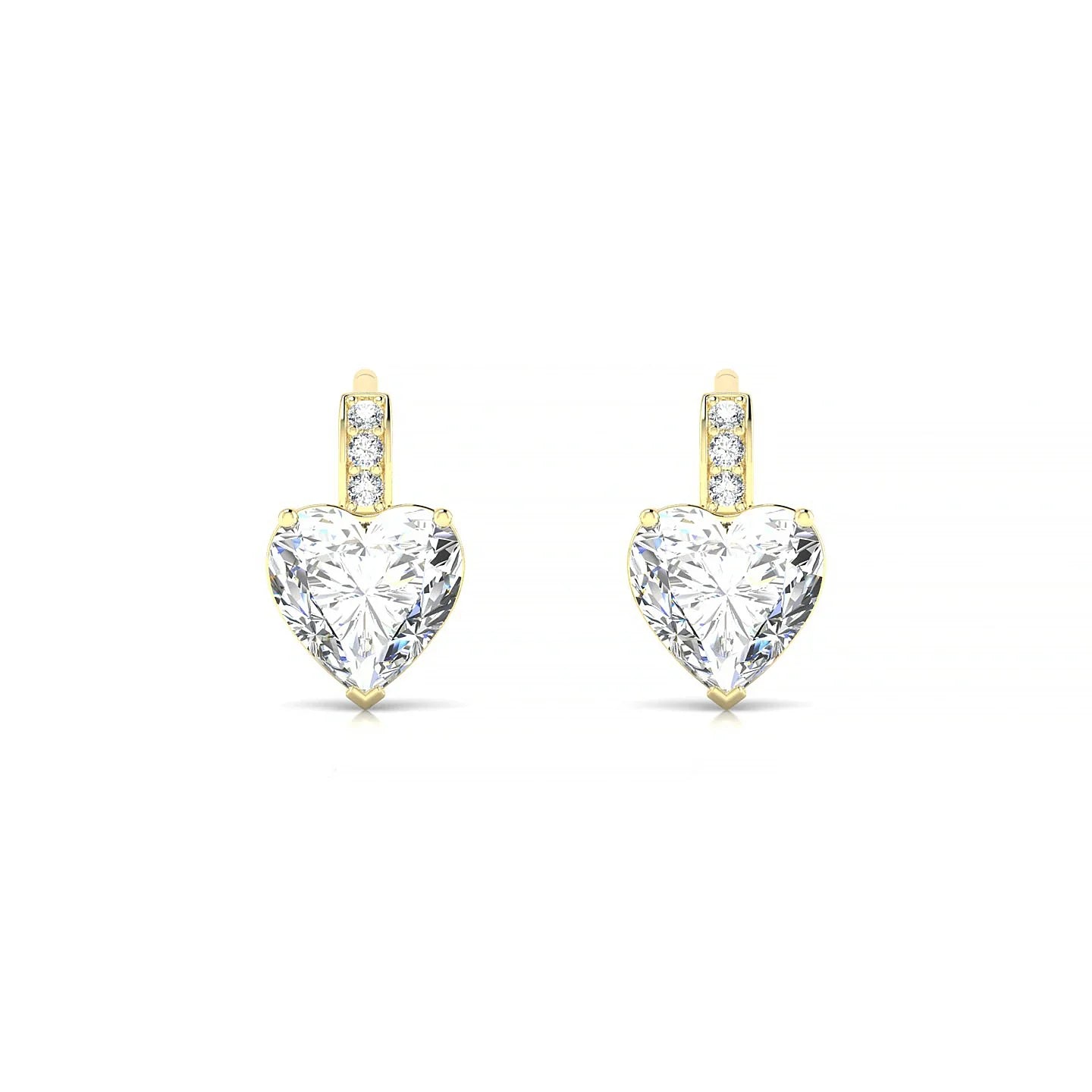 Exquisite | 18k Yellow Gold 5.5 mm Heart Diamond Earrings