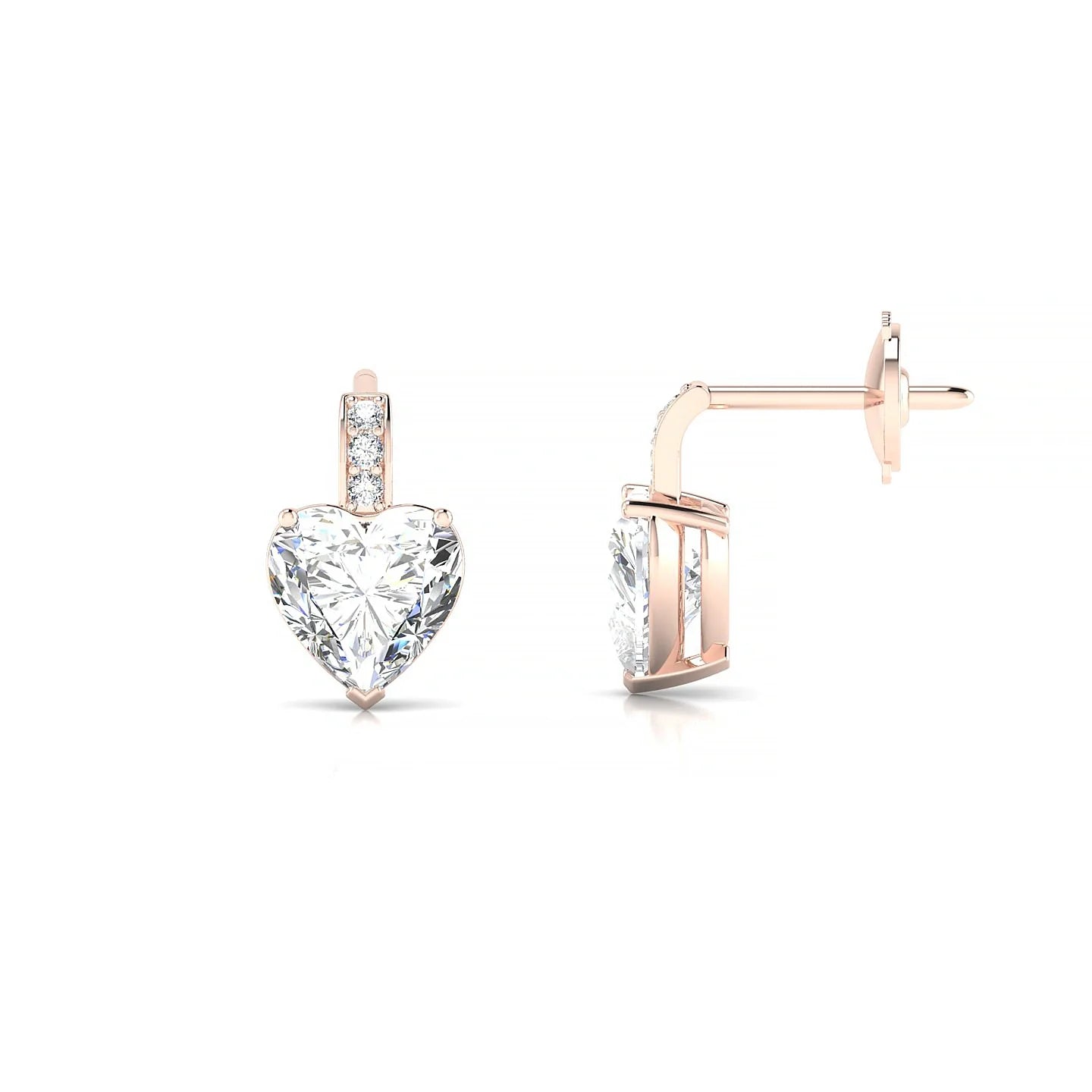 Exquisite | 18k Rose Gold 5.5 mm Heart Diamond Earrings
