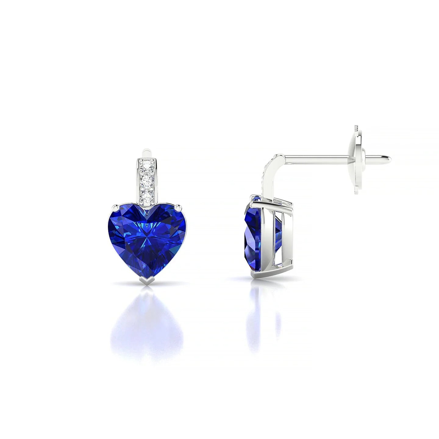 Exquisite | 18k White Gold 5.5 mm Heart Sapphire Earrings