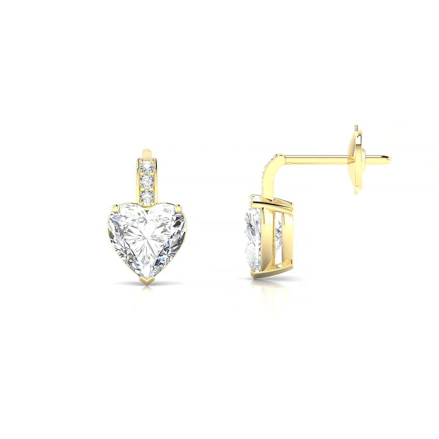 Exquisite | 18k Yellow Gold 5.5 mm Heart Diamond Earrings
