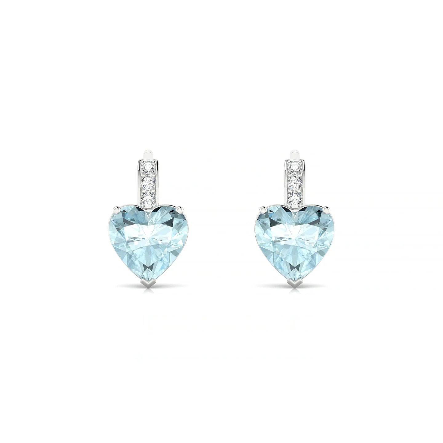 Exquisite | 18k White Gold 6 mm Heart Aquamarine Earrings