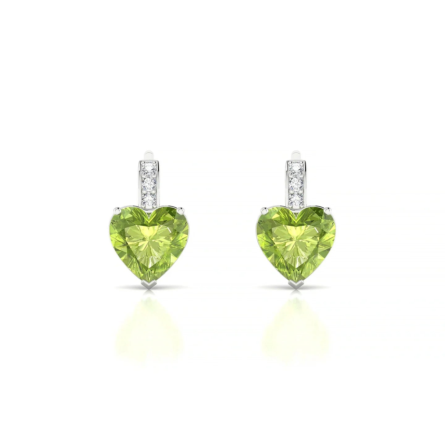 Exquisite | 18k White Gold 6 mm Heart Peridot Earrings