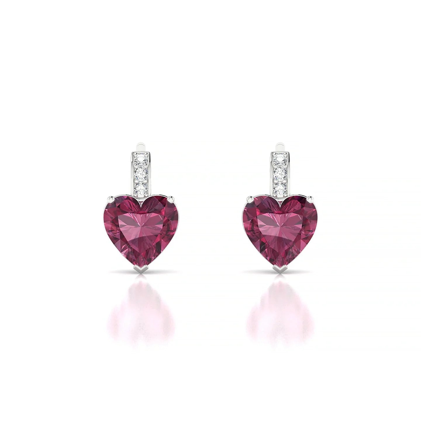 Exquisite | 18k White Gold 6 mm Heart Rhodolite Earrings
