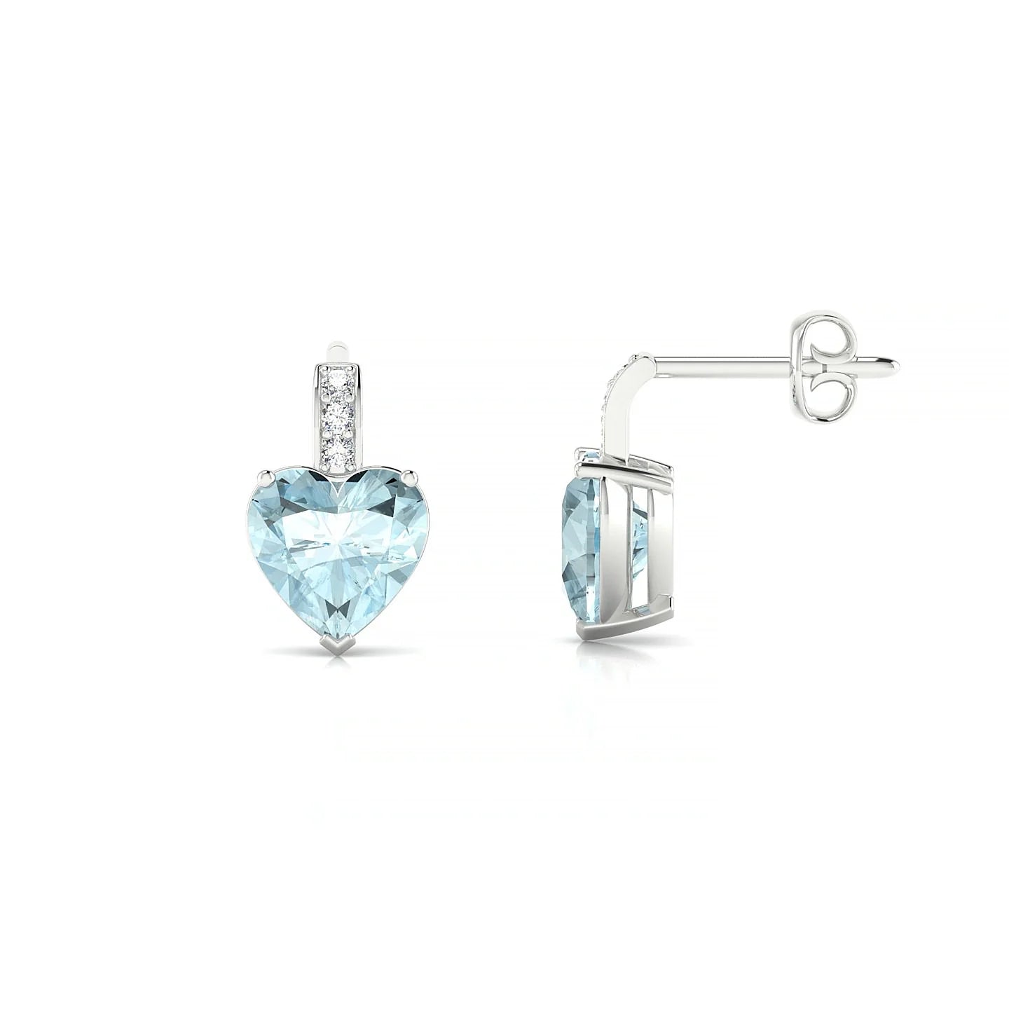 Exquisite | 18k White Gold 6 mm Heart Aquamarine Earrings