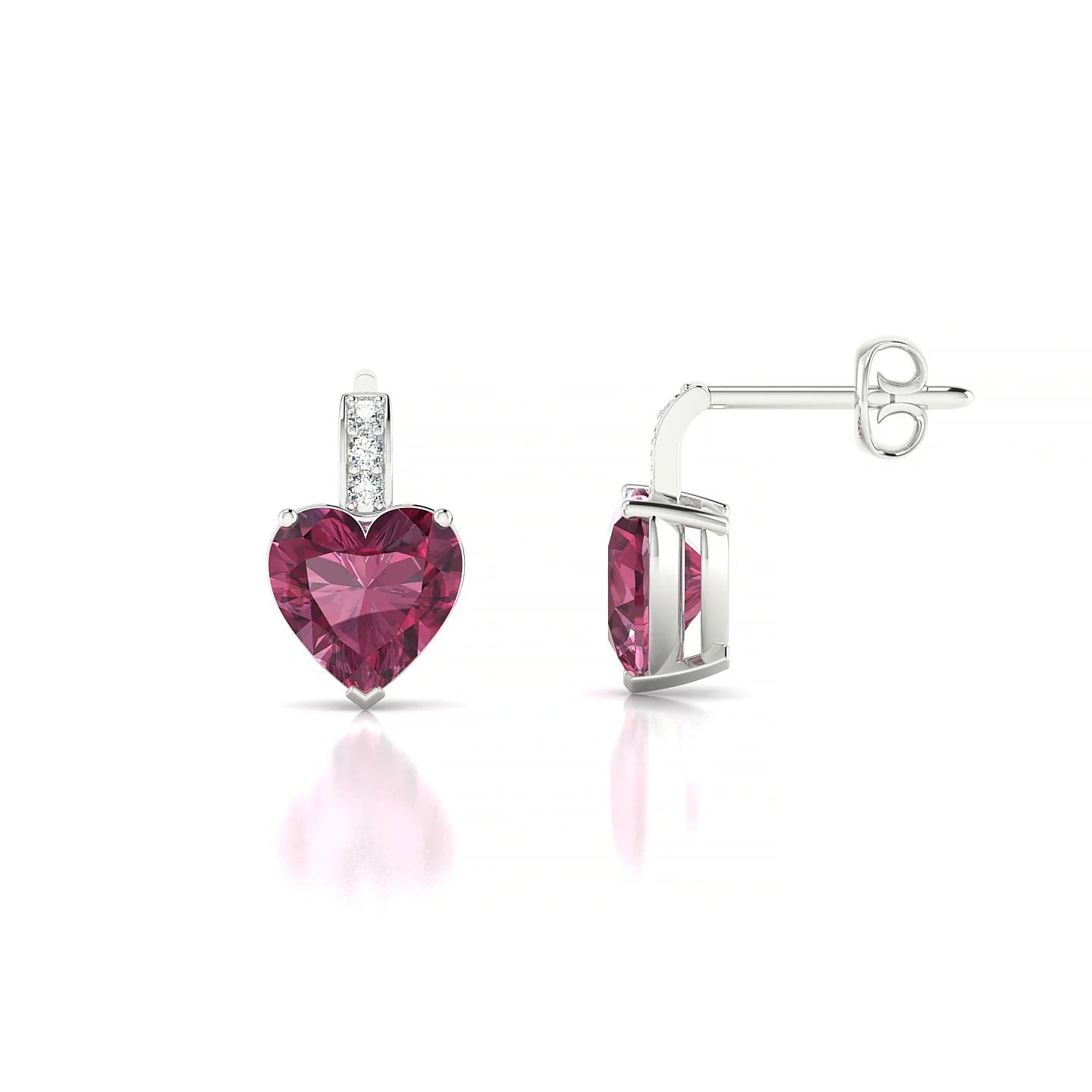Exquisite | 18k White Gold 6 mm Heart Rhodolite Earrings