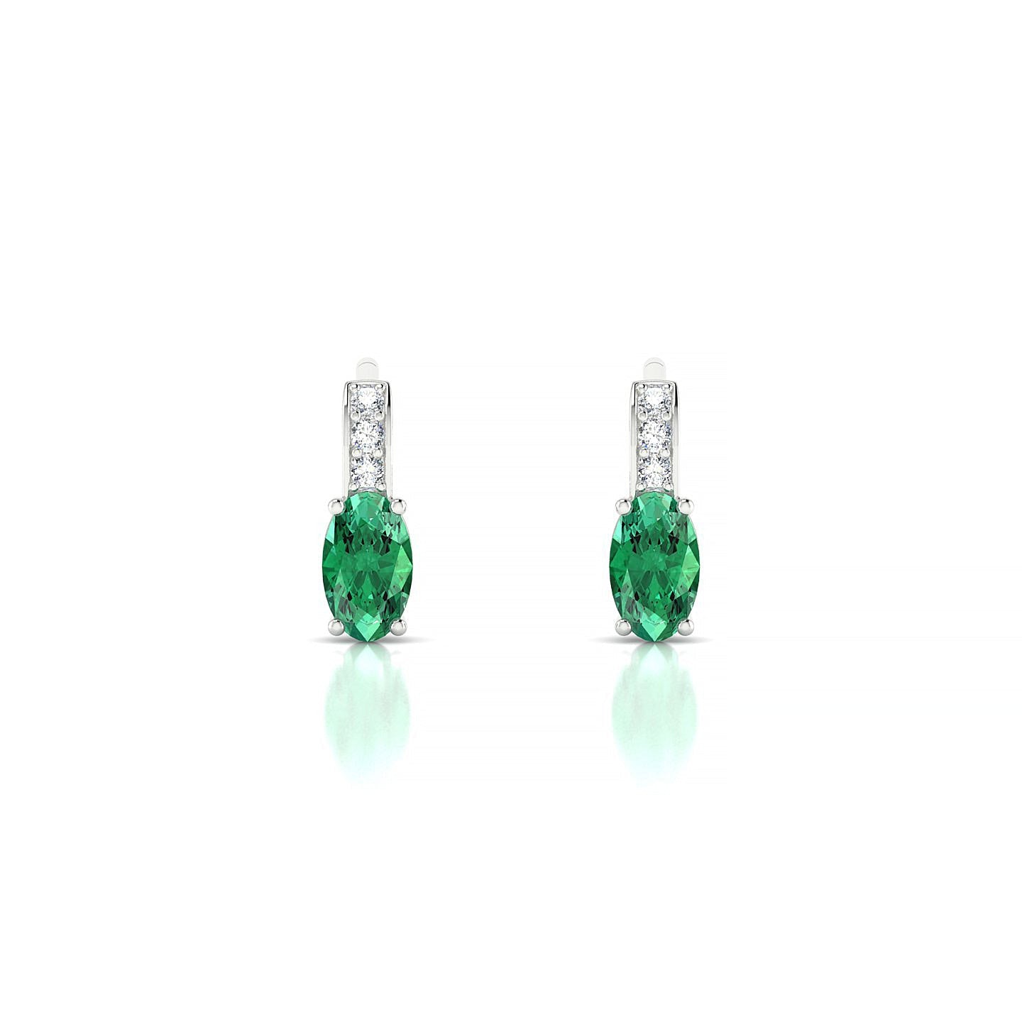 Exquisite | 18k White Gold 5 x 3 mm Oval Emerald Earrings