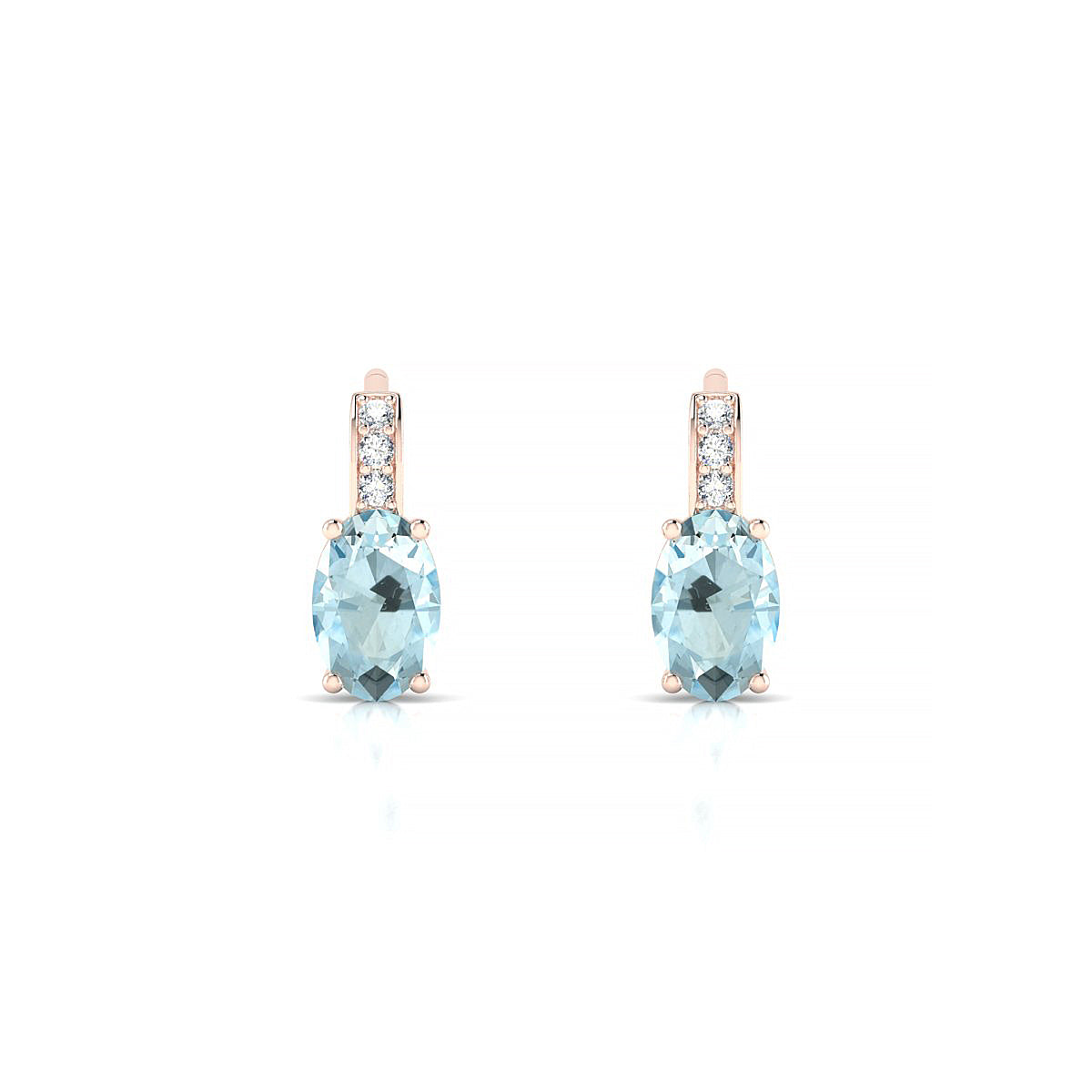 Exquisite | 18k Rose Gold 6 x 4 mm Oval Aquamarine Earrings