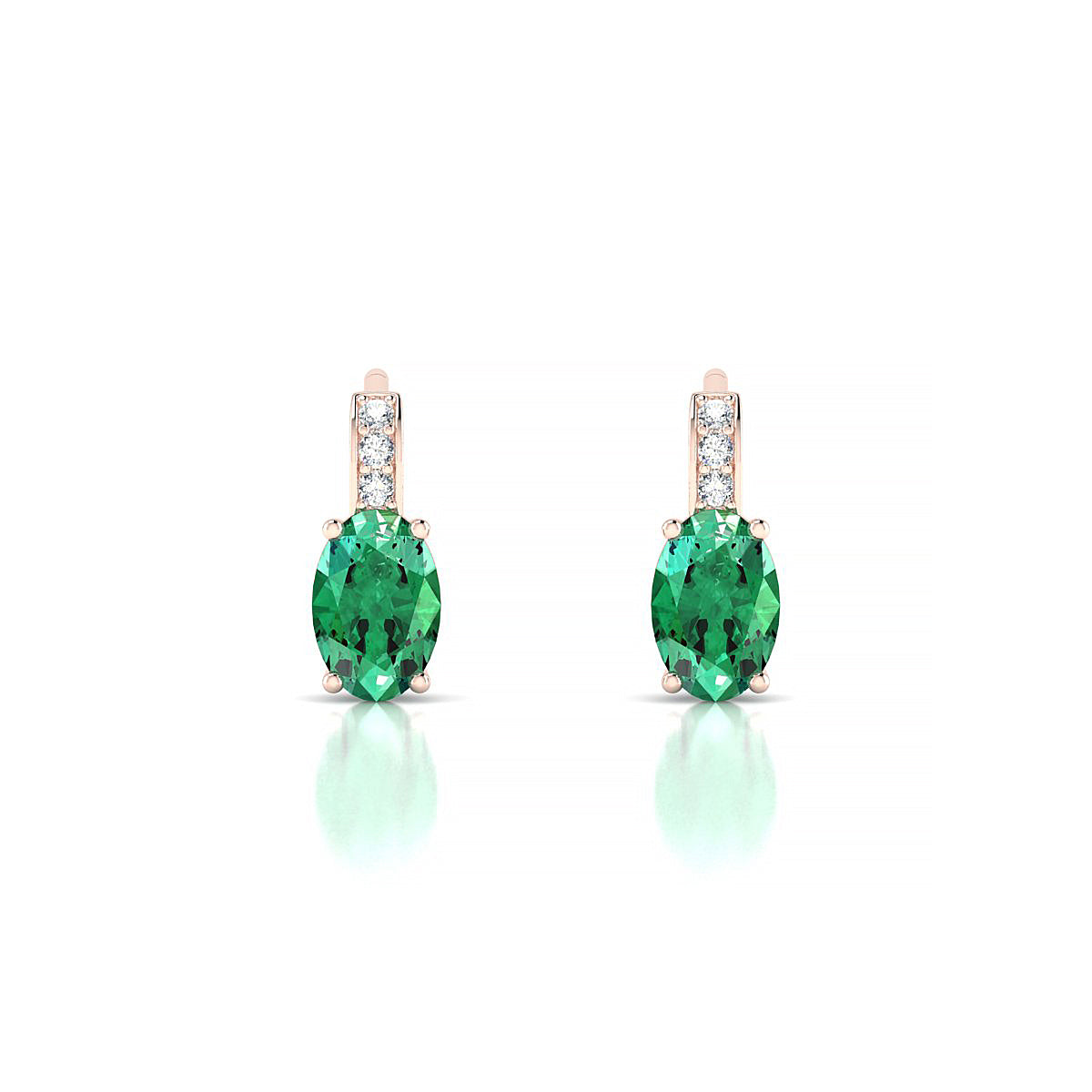 Exquisite | 18k Rose Gold 6 x 4 mm Oval Emerald Earrings