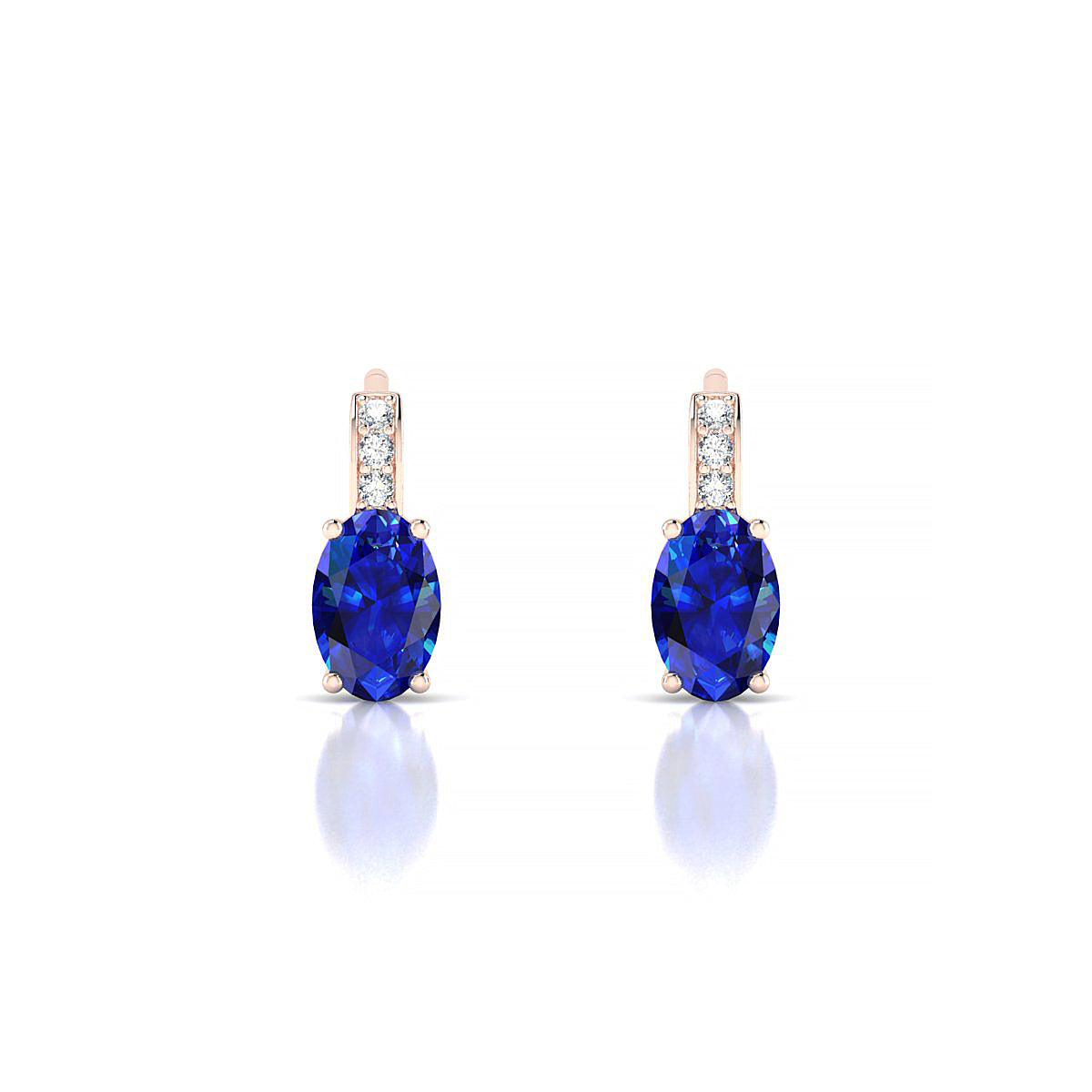 Exquisite | 18k Rose Gold 6 x 4 mm Oval Sapphire Earrings