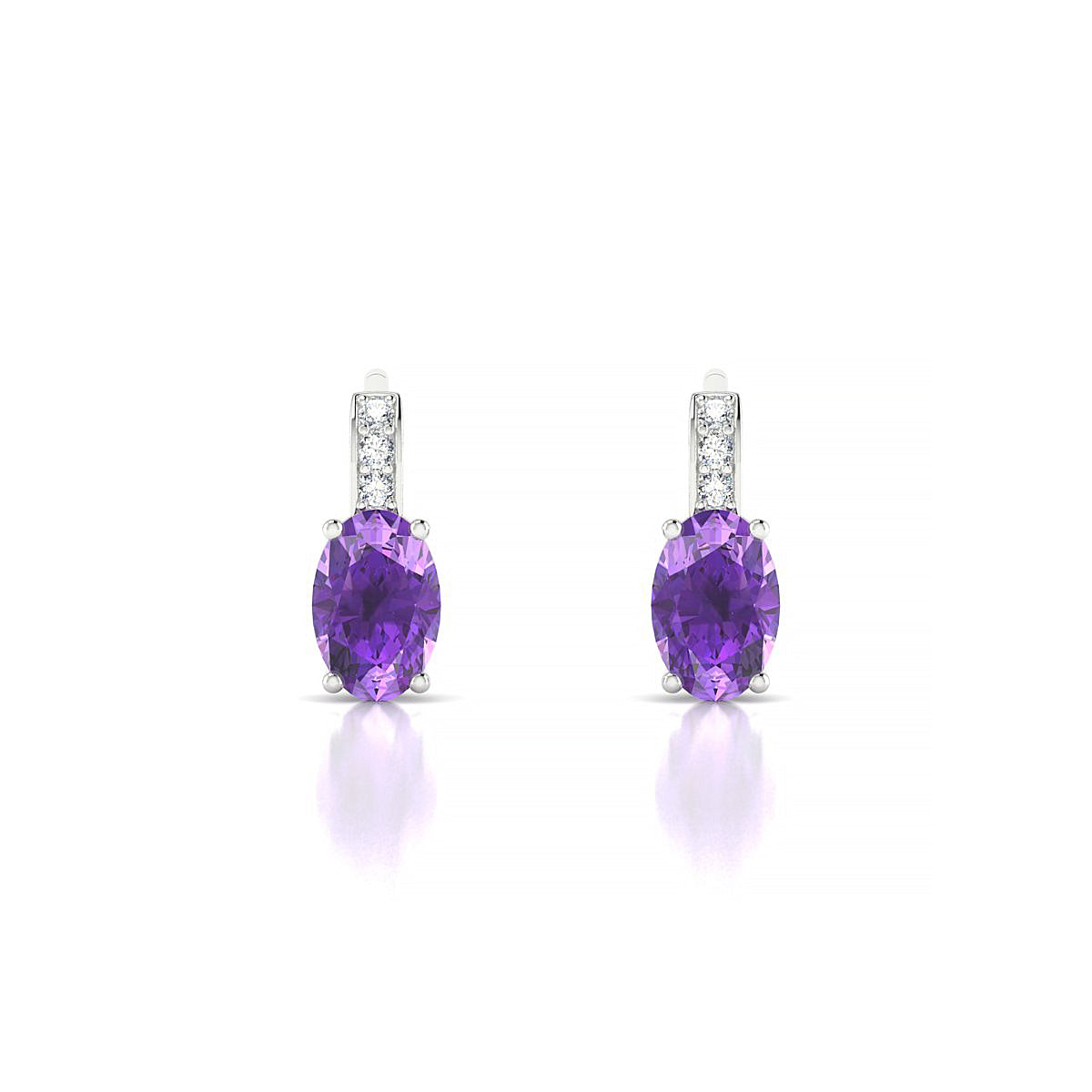 Exquisite | 18k White Gold 6 x 4 mm Oval Amethyst Earrings