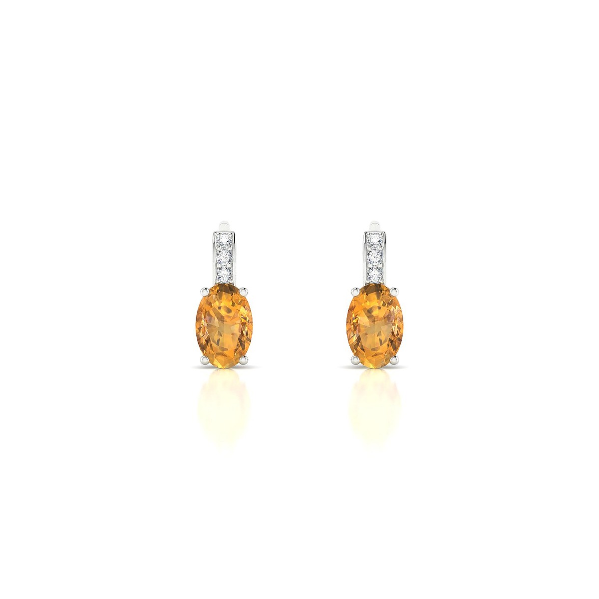 Exquisite | 18k White Gold 6 x 4 mm Oval Citrine Earrings