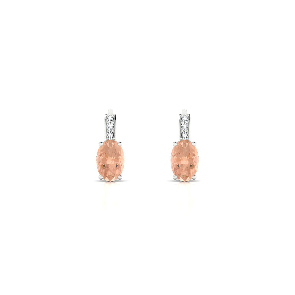 Exquisite | 18k White Gold 6 x 4 mm Oval Morganite Earrings