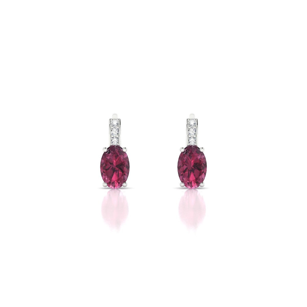 Exquisite | 18k White Gold 6 x 4 mm Oval Rhodolite Earrings