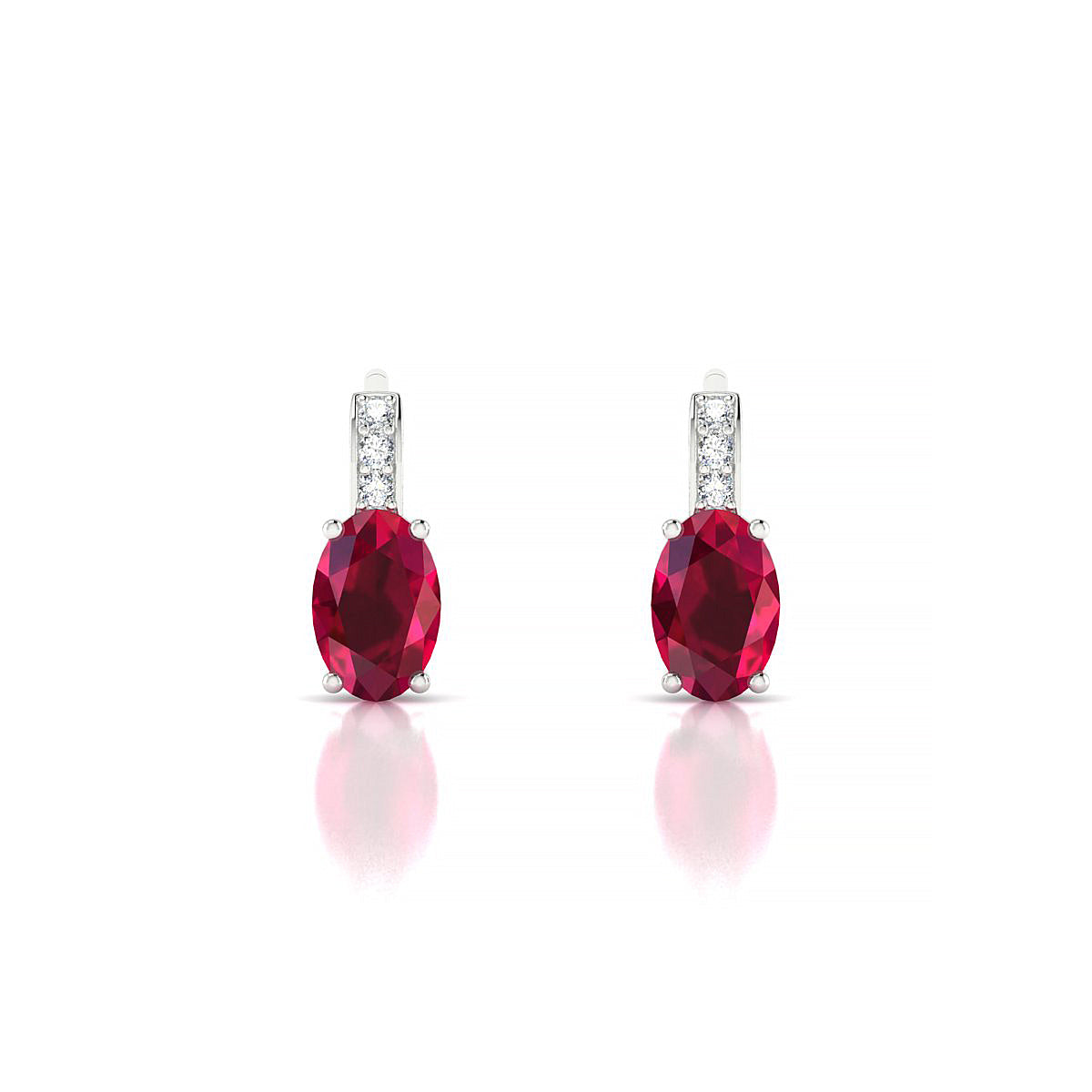 Exquisite | 18k White Gold 6 x 4 mm Oval Ruby Earrings