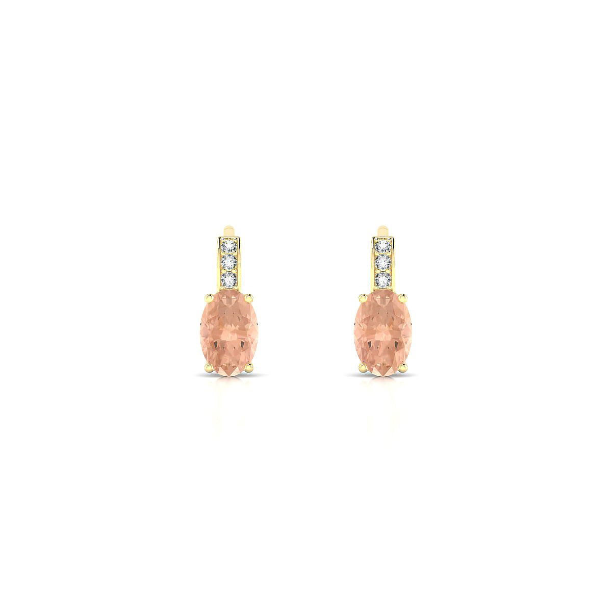 Exquisite | 18k Yellow Gold 6 x 4 mm Oval Morganite Earrings