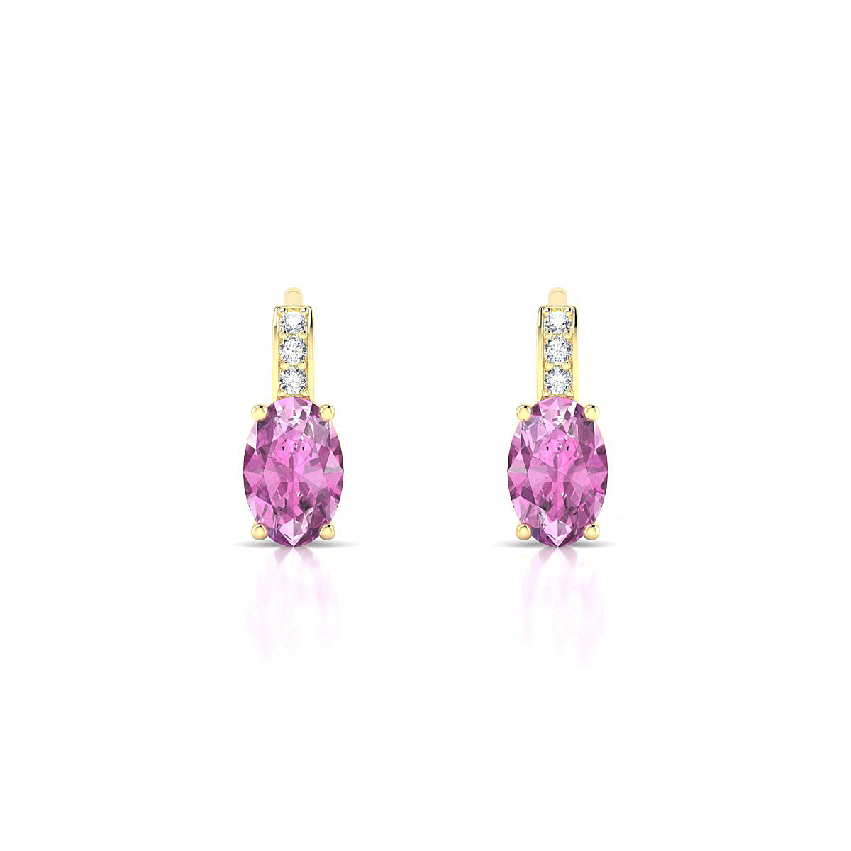 Exquisite | 18k Yellow Gold 6 x 4 mm Oval Pink Sapphire Earrings