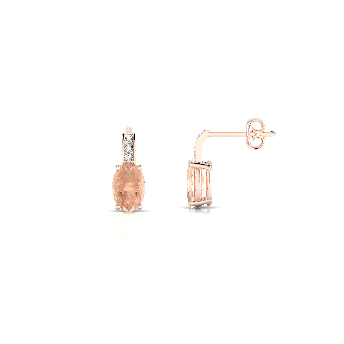 Exquisite | 18k Rose Gold 6 x 4 mm Oval Morganite Earrings