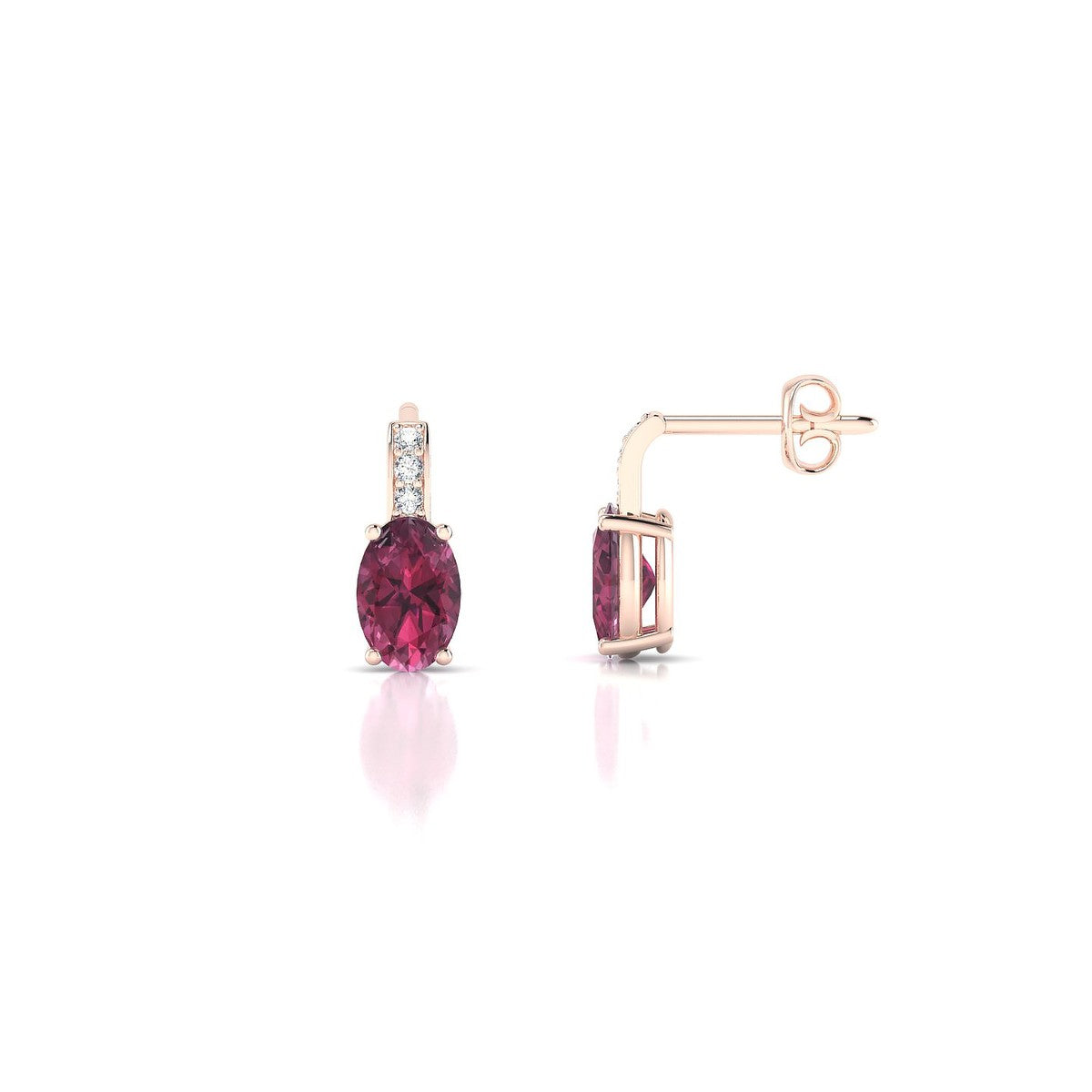 Exquisite | 18k Rose Gold 6 x 4 mm Oval Rhodolite Earrings