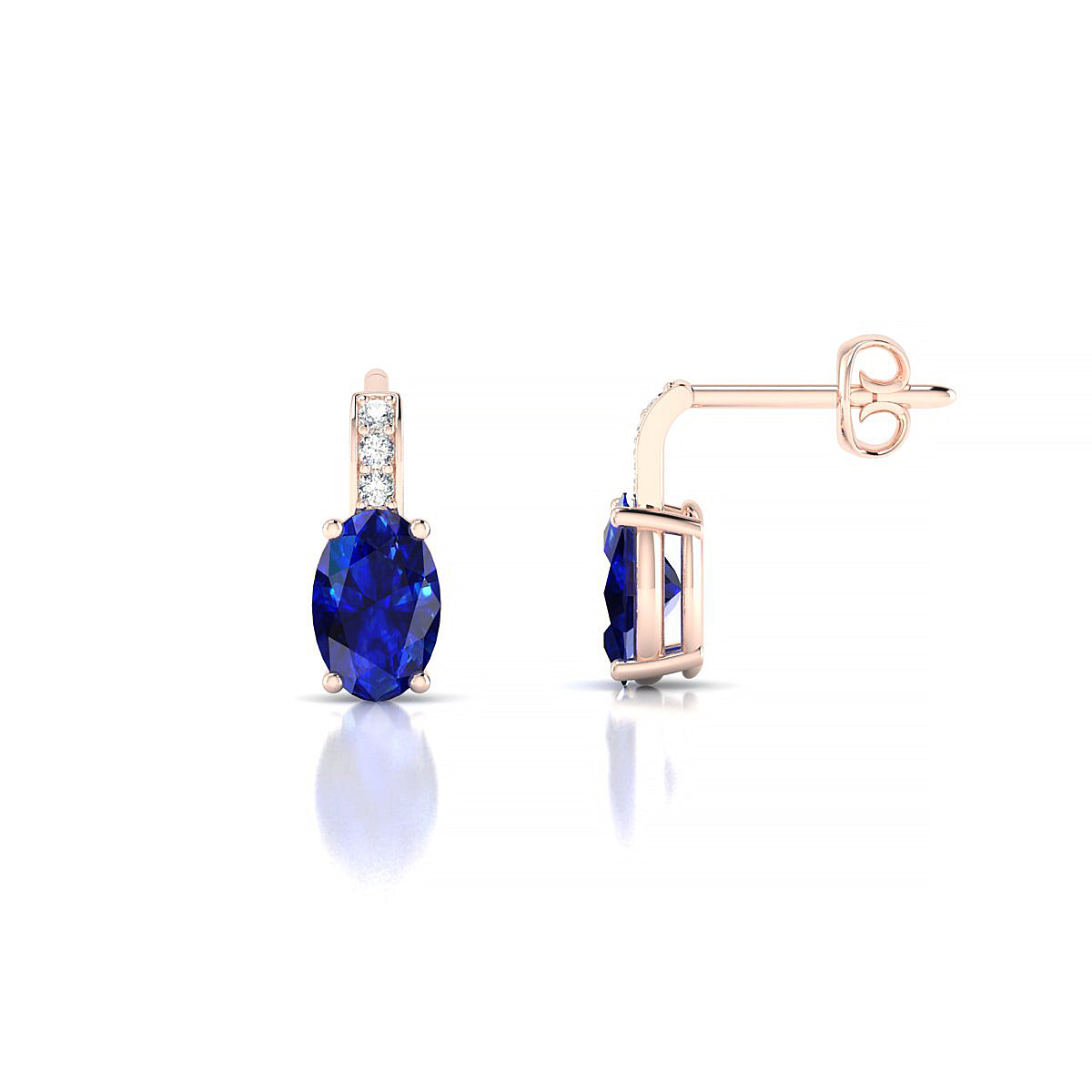 Exquisite | 18k Rose Gold 6 x 4 mm Oval Sapphire Earrings