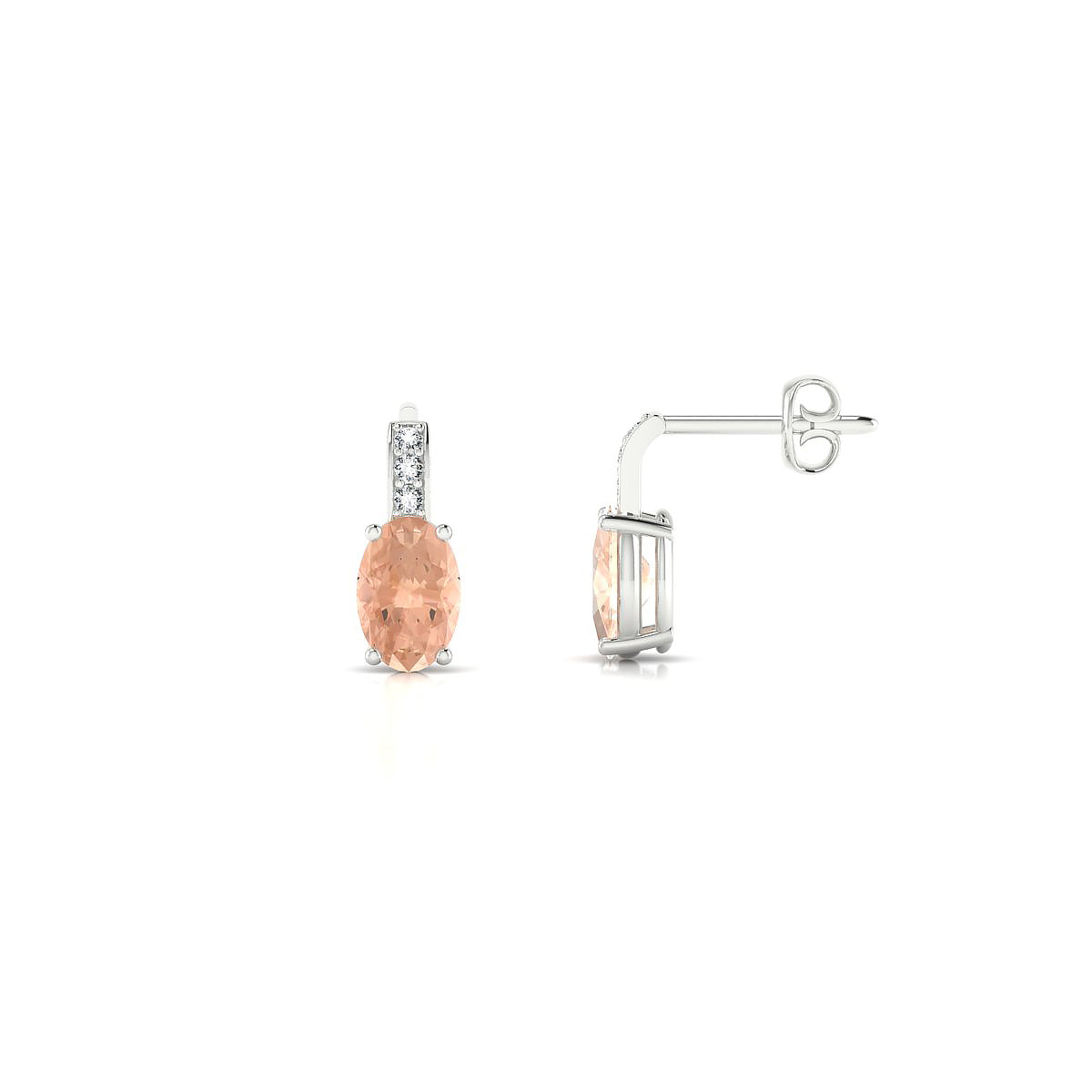 Exquisite | 18k White Gold 6 x 4 mm Oval Morganite Earrings
