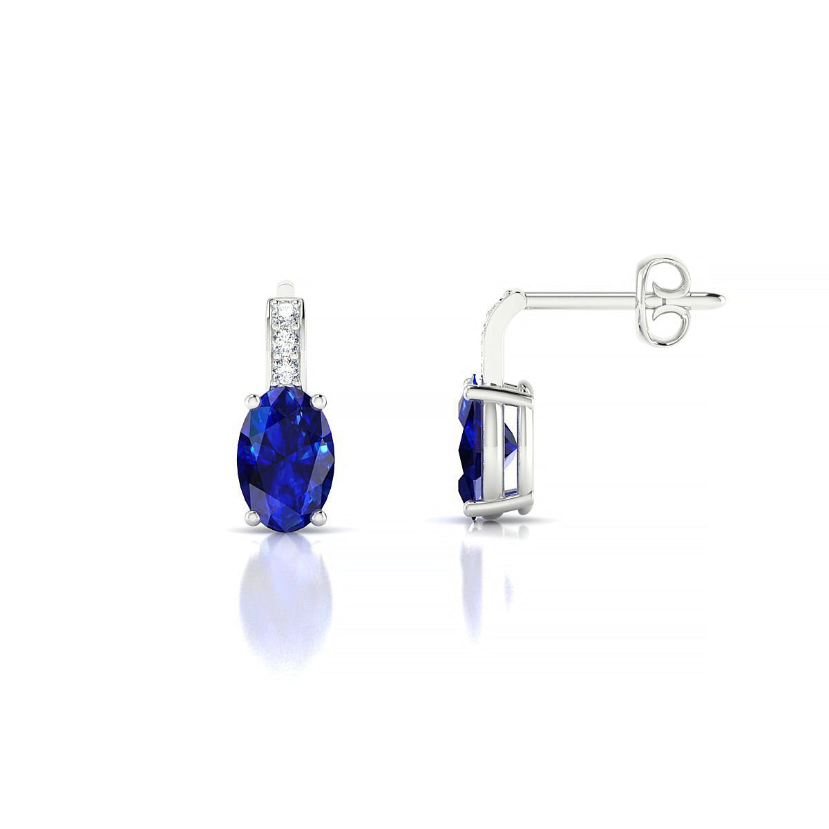 Exquisite | 18k White Gold 6 x 4 mm Oval Sapphire Earrings