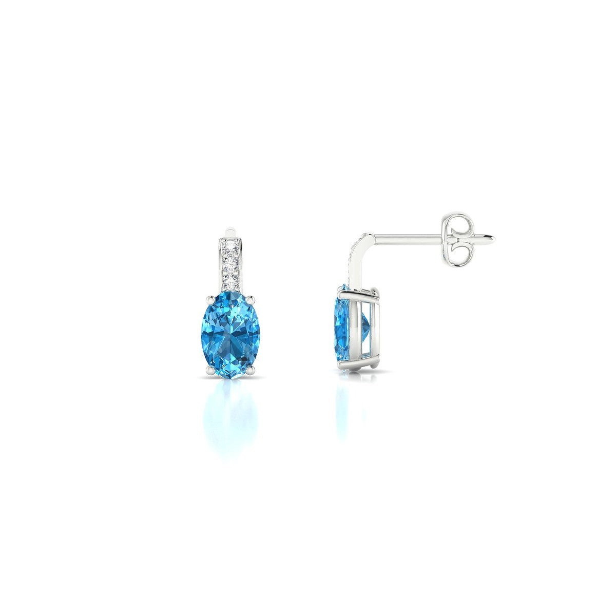 Exquisite | 18k White Gold 6 x 4 mm Oval Topaz Earrings