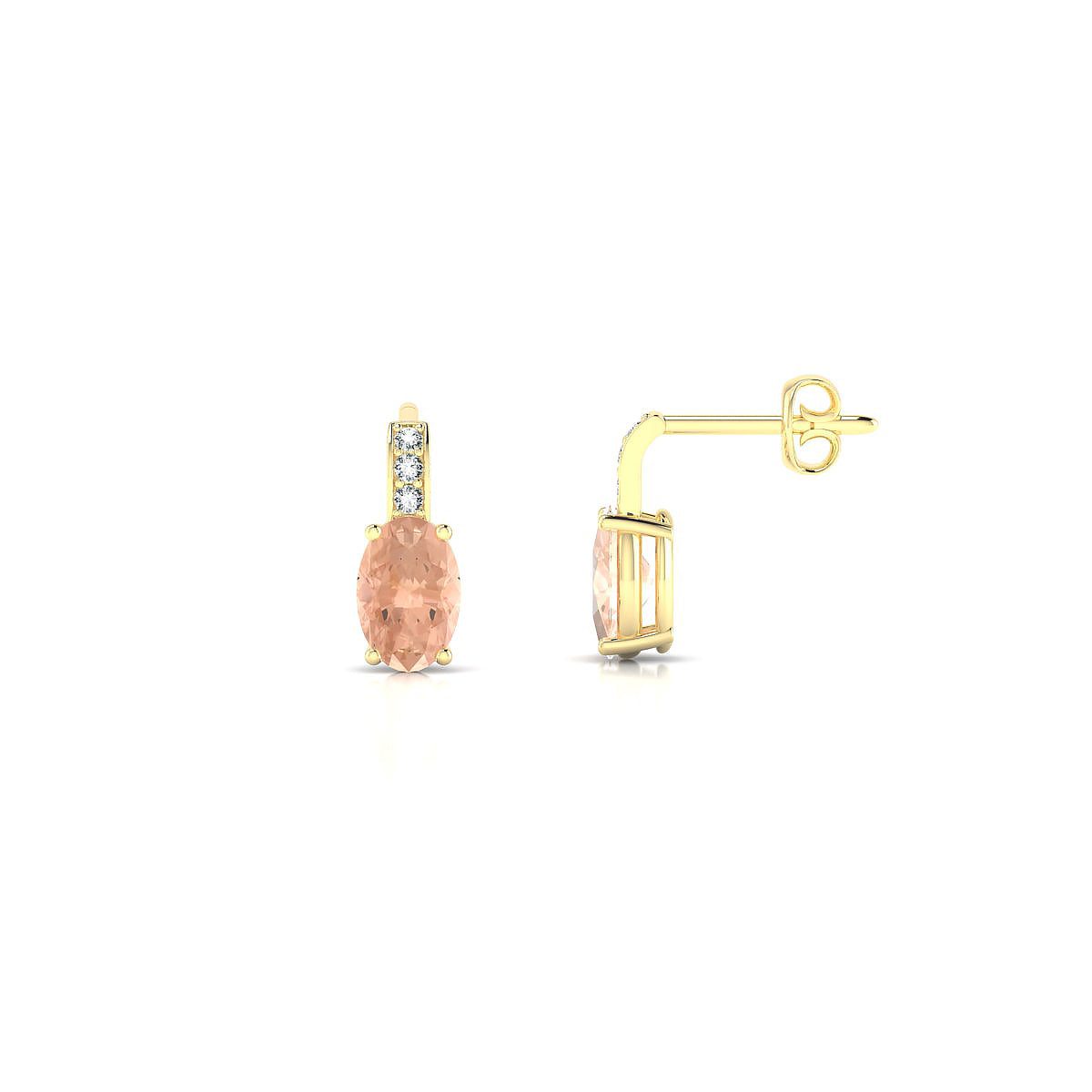Exquisite | 18k Yellow Gold 6 x 4 mm Oval Morganite Earrings